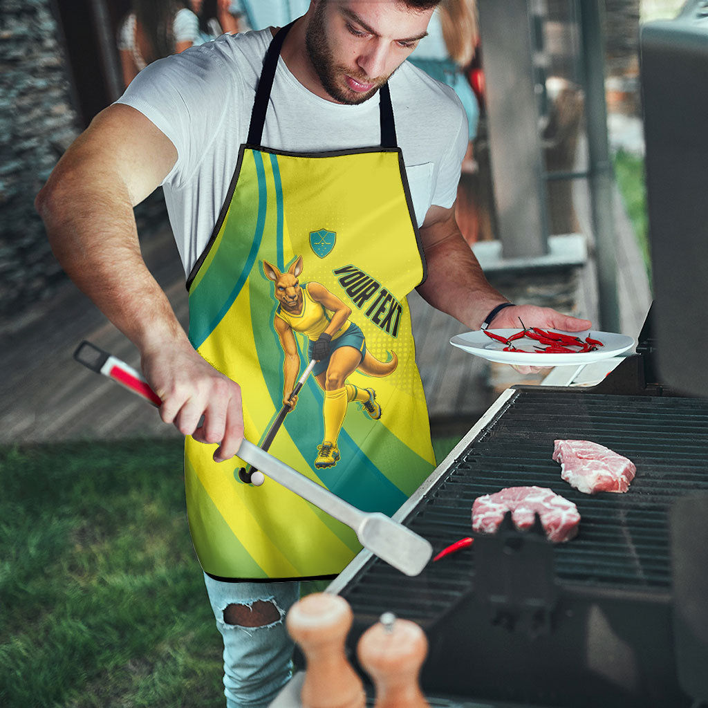 Personalised Hockeyroos Kangaroo Field Hockey Apron Dynamic Australia Green Gold Athlete Mascot Design