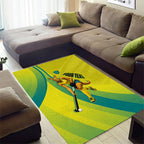 Personalised Hockeyroos Kangaroo Field Hockey Area Rug Dynamic Australia Green Gold Athlete Mascot Design