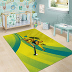 Personalised Hockeyroos Kangaroo Field Hockey Area Rug Dynamic Australia Green Gold Athlete Mascot Design