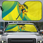 Personalised Hockeyroos Kangaroo Field Hockey Auto Sun Shade Dynamic Australia Green Gold Athlete Mascot Design