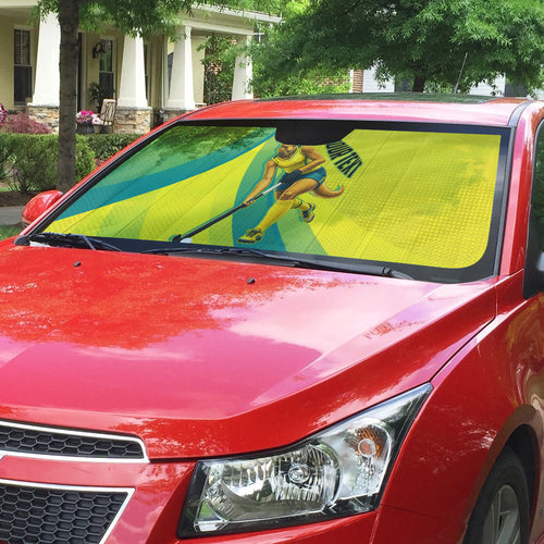 Personalised Hockeyroos Kangaroo Field Hockey Auto Sun Shade Dynamic Australia Green Gold Athlete Mascot Design