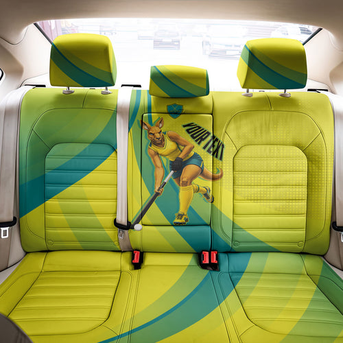 Personalised Hockeyroos Kangaroo Field Hockey Back Car Seat Cover Dynamic Australia Green Gold Athlete Mascot Design