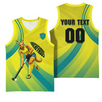 Personalised Hockeyroos Kangaroo Field Hockey Basketball Jersey Dynamic Australia Green Gold Athlete Mascot Design