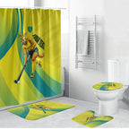 Personalised Hockeyroos Kangaroo Field Hockey Bathroom Set Dynamic Australia Green Gold Athlete Mascot Design
