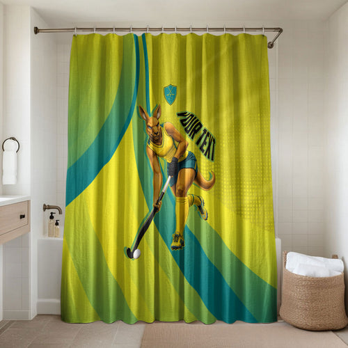 Personalised Hockeyroos Kangaroo Field Hockey Bathroom Set Dynamic Australia Green Gold Athlete Mascot Design