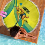 Personalised Hockeyroos Kangaroo Field Hockey Beach Blanket Dynamic Australia Green Gold Athlete Mascot Design