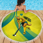 Personalised Hockeyroos Kangaroo Field Hockey Beach Blanket Dynamic Australia Green Gold Athlete Mascot Design