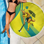 Personalised Hockeyroos Kangaroo Field Hockey Beach Blanket Dynamic Australia Green Gold Athlete Mascot Design