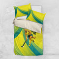 Personalised Hockeyroos Kangaroo Field Hockey Bedding Set Dynamic Australia Green Gold Athlete Mascot Design