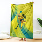 Personalised Hockeyroos Kangaroo Field Hockey Blanket Dynamic Australia Green Gold Athlete Mascot Design