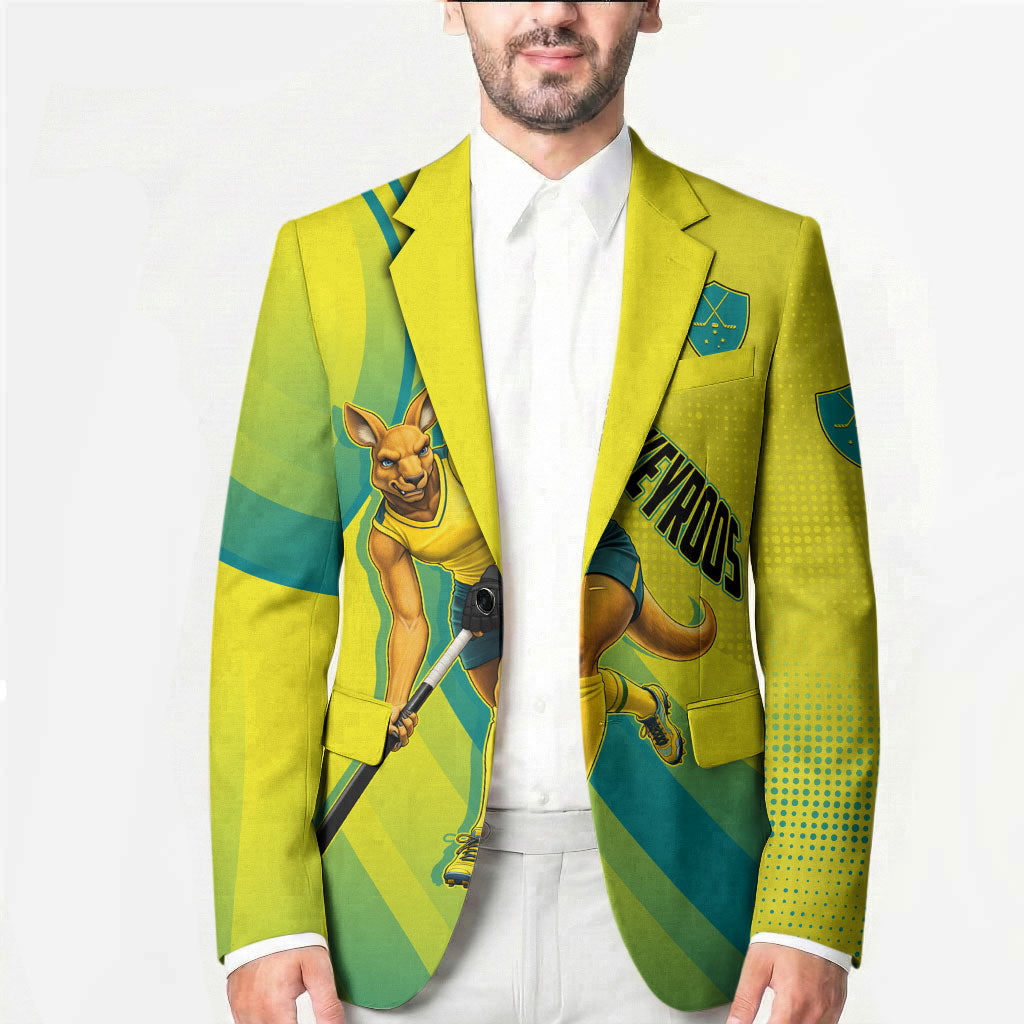Personalised Hockeyroos Kangaroo Field Hockey Blazer Dynamic Australia Green Gold Athlete Mascot Design