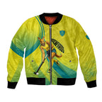 Personalised Hockeyroos Kangaroo Field Hockey Bomber Jacket Dynamic Australia Green Gold Athlete Mascot Design
