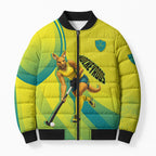 Personalised Hockeyroos Kangaroo Field Hockey Bomber Puffer Jacket Dynamic Australia Green Gold Athlete Mascot Design