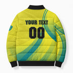 Personalised Hockeyroos Kangaroo Field Hockey Bomber Puffer Jacket Dynamic Australia Green Gold Athlete Mascot Design