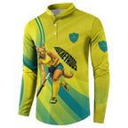 Personalised Hockeyroos Kangaroo Field Hockey Button Sweatshirt Dynamic Australia Green Gold Athlete Mascot Design