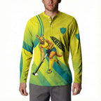 Personalised Hockeyroos Kangaroo Field Hockey Button Sweatshirt Dynamic Australia Green Gold Athlete Mascot Design