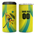 Personalised Hockeyroos Kangaroo Field Hockey 4 in 1 Can Cooler Tumbler Dynamic Australia Green Gold Athlete Mascot Design