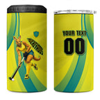 Personalised Hockeyroos Kangaroo Field Hockey 4 in 1 Can Cooler Tumbler Dynamic Australia Green Gold Athlete Mascot Design