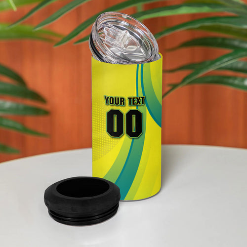 Personalised Hockeyroos Kangaroo Field Hockey 4 in 1 Can Cooler Tumbler Dynamic Australia Green Gold Athlete Mascot Design