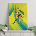 Personalised Hockeyroos Kangaroo Field Hockey Canvas Wall Art Dynamic Australia Green Gold Athlete Mascot Design