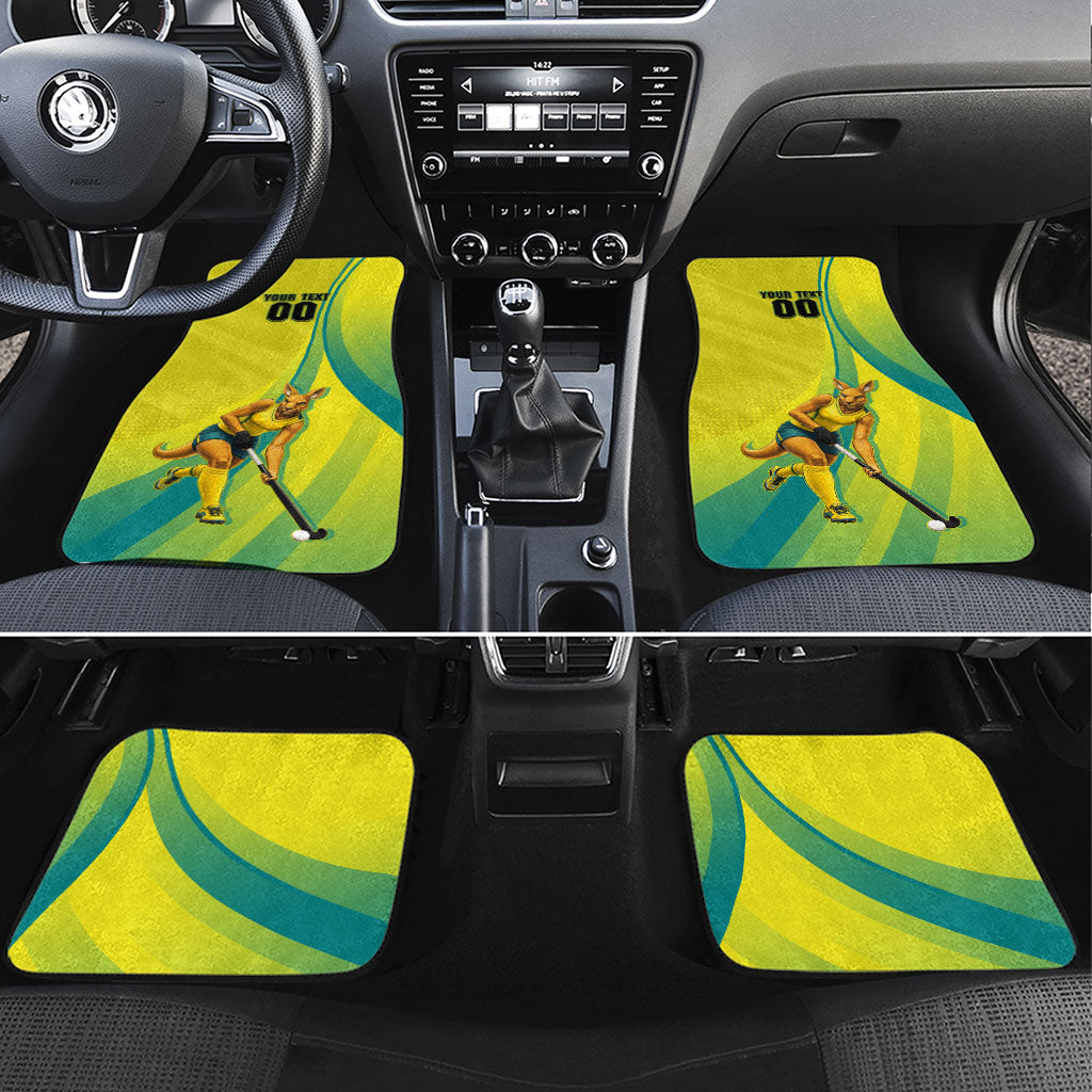 Personalised Hockeyroos Kangaroo Field Hockey Car Mats Dynamic Australia Green Gold Athlete Mascot Design