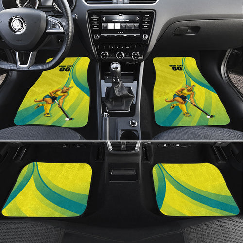 Personalised Hockeyroos Kangaroo Field Hockey Car Mats Dynamic Australia Green Gold Athlete Mascot Design