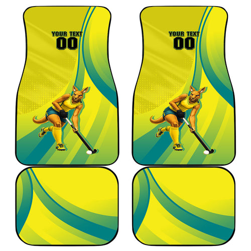 Personalised Hockeyroos Kangaroo Field Hockey Car Mats Dynamic Australia Green Gold Athlete Mascot Design