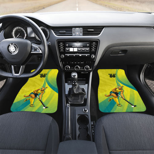 Personalised Hockeyroos Kangaroo Field Hockey Car Mats Dynamic Australia Green Gold Athlete Mascot Design