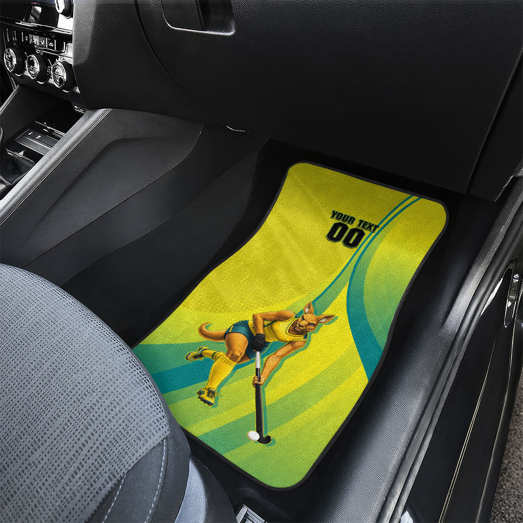 Personalised Hockeyroos Kangaroo Field Hockey Car Mats Dynamic Australia Green Gold Athlete Mascot Design