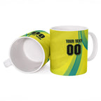 Personalised Hockeyroos Kangaroo Field Hockey Ceramic Mug Dynamic Australia Green Gold Athlete Mascot Design