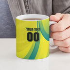 Personalised Hockeyroos Kangaroo Field Hockey Ceramic Mug Dynamic Australia Green Gold Athlete Mascot Design