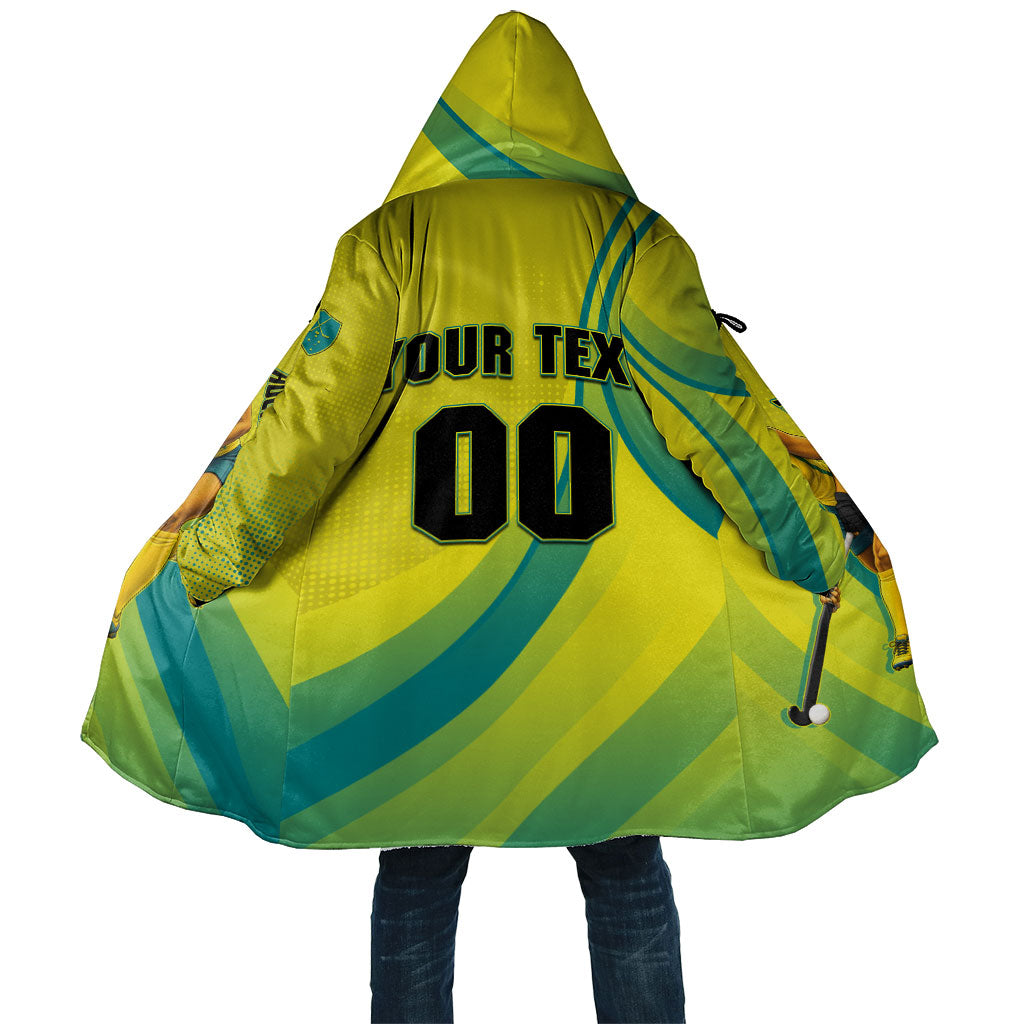 Personalised Hockeyroos Kangaroo Field Hockey Cloak Dynamic Australia Green Gold Athlete Mascot Design