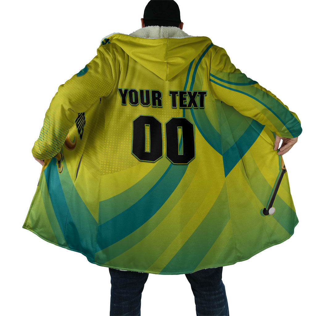 Personalised Hockeyroos Kangaroo Field Hockey Cloak Dynamic Australia Green Gold Athlete Mascot Design