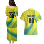 Personalised Hockeyroos Kangaroo Field Hockey Couples Matching Puletasi and Hawaiian Shirt Dynamic Australia Green Gold Athlete Mascot Design