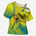 Personalised Hockeyroos Kangaroo Field Hockey Cross Shoulder Shirt Dynamic Australia Green Gold Athlete Mascot Design