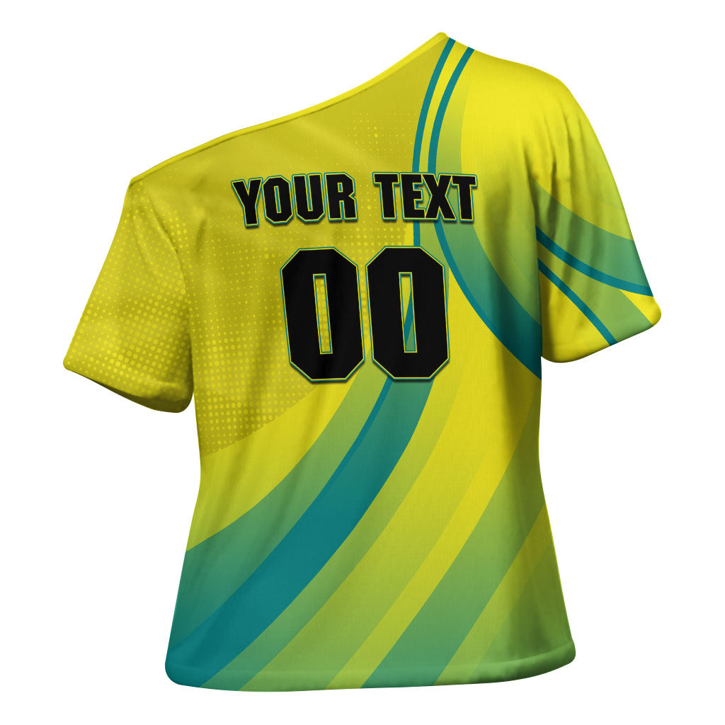 Personalised Hockeyroos Kangaroo Field Hockey Cross Shoulder Shirt Dynamic Australia Green Gold Athlete Mascot Design