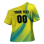 Personalised Hockeyroos Kangaroo Field Hockey Cross Shoulder Shirt Dynamic Australia Green Gold Athlete Mascot Design