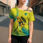 Personalised Hockeyroos Kangaroo Field Hockey Cross Shoulder Shirt Dynamic Australia Green Gold Athlete Mascot Design