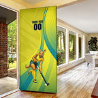 Personalised Hockeyroos Kangaroo Field Hockey Door Cover Dynamic Australia Green Gold Athlete Mascot Design