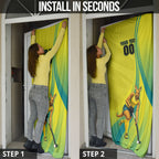 Personalised Hockeyroos Kangaroo Field Hockey Door Cover Dynamic Australia Green Gold Athlete Mascot Design