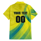 Personalised Hockeyroos Kangaroo Field Hockey Family Matching Short Sleeve Bodycon Dress and Hawaiian Shirt Dynamic Australia Green Gold Athlete Mascot Design