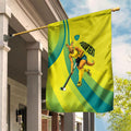 Personalised Hockeyroos Kangaroo Field Hockey Garden Flag Dynamic Australia Green Gold Athlete Mascot Design