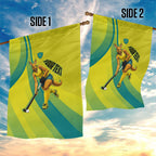 Personalised Hockeyroos Kangaroo Field Hockey Garden Flag Dynamic Australia Green Gold Athlete Mascot Design