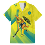 Personalised Hockeyroos Kangaroo Field Hockey Hawaiian Shirt Dynamic Australia Green Gold Athlete Mascot Design