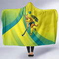 Personalised Hockeyroos Kangaroo Field Hockey Hooded Blanket Dynamic Australia Green Gold Athlete Mascot Design
