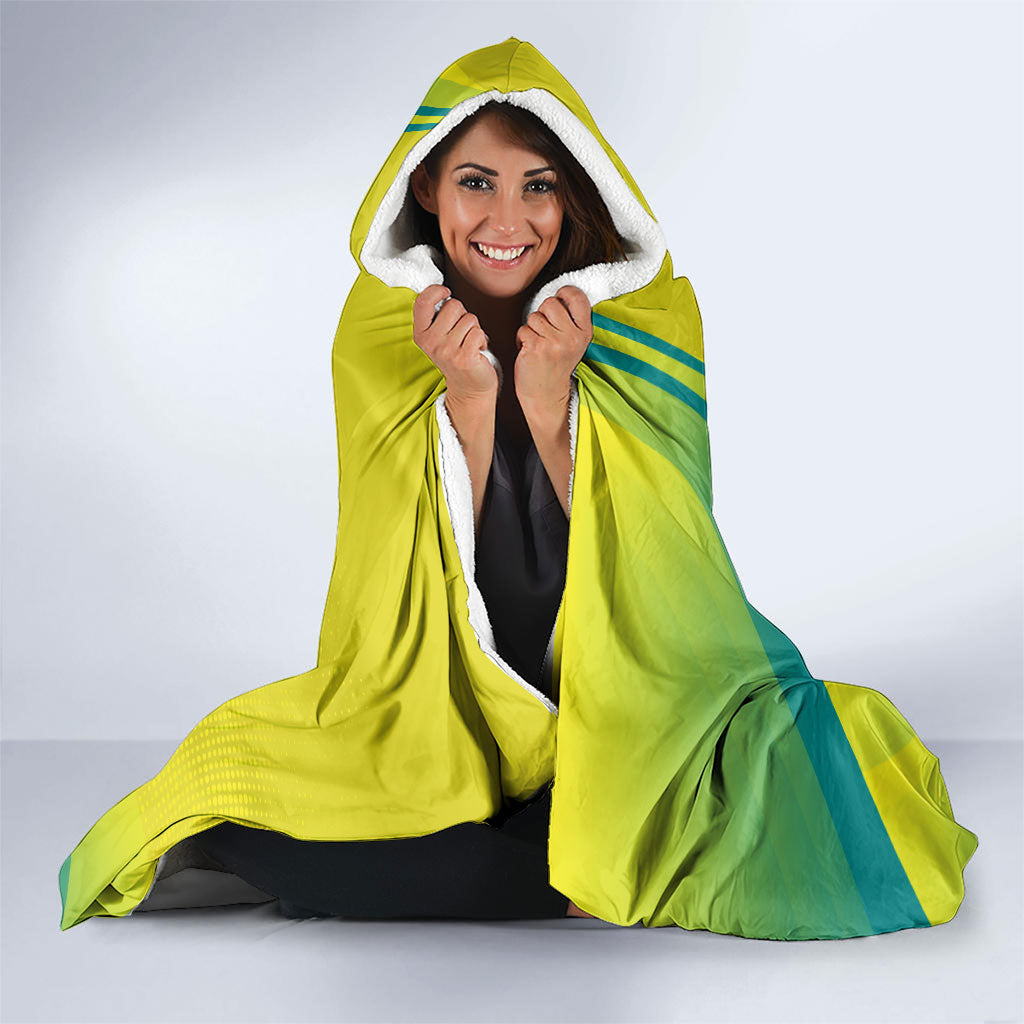Personalised Hockeyroos Kangaroo Field Hockey Hooded Blanket Dynamic Australia Green Gold Athlete Mascot Design
