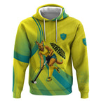 Personalised Hockeyroos Kangaroo Field Hockey Hoodie Dynamic Australia Green Gold Athlete Mascot Design