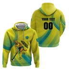 Personalised Hockeyroos Kangaroo Field Hockey Hoodie Dynamic Australia Green Gold Athlete Mascot Design