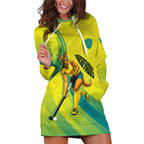 Personalised Hockeyroos Kangaroo Field Hockey Hoodie Dress Dynamic Australia Green Gold Athlete Mascot Design