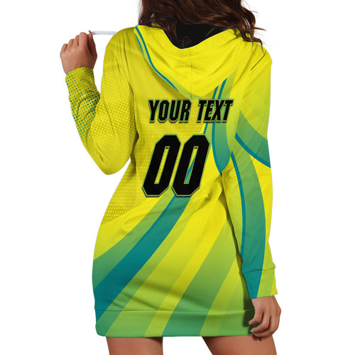 Personalised Hockeyroos Kangaroo Field Hockey Hoodie Dress Dynamic Australia Green Gold Athlete Mascot Design